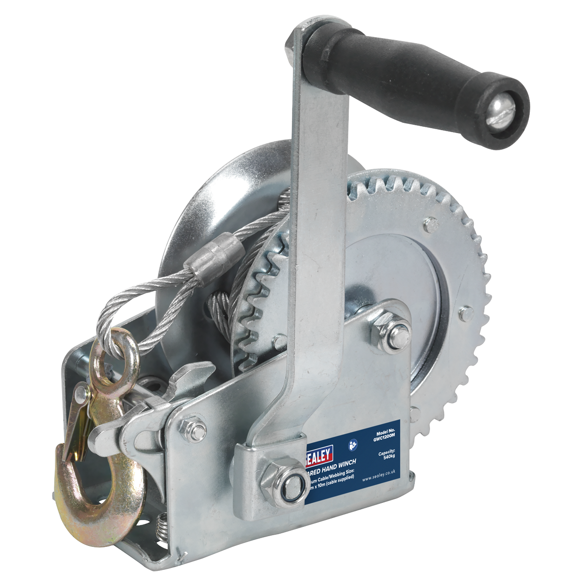 Sealey GWC1200M Geared Hand Winch 540kg Capacity with Cable
