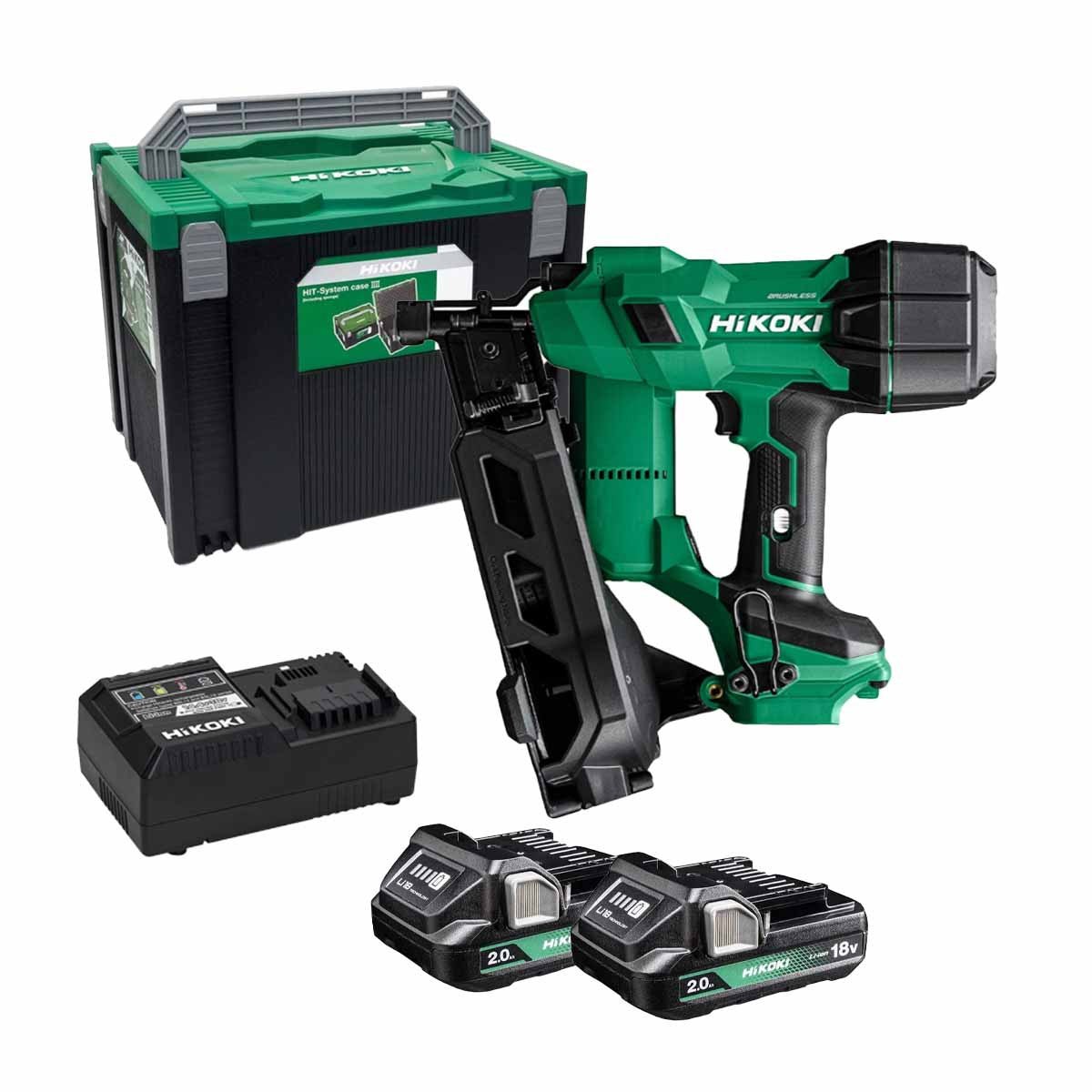 Hikoki 18V Coil Nailer 2.0Ah batteries and charger - NV1845DAJXZ - NV1845DAJXZ - HiKOKI / Hitachi Power Tools UK - Trade Counter Direct