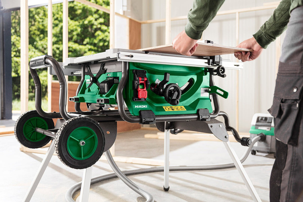 HiKOKI 376510 Fold & Roll Table Saw Stand – Heavy - Duty, Portable Design for C3610DRJ - 376510 - HiKOKI / Hitachi Power Tools UK - Trade Counter Direct