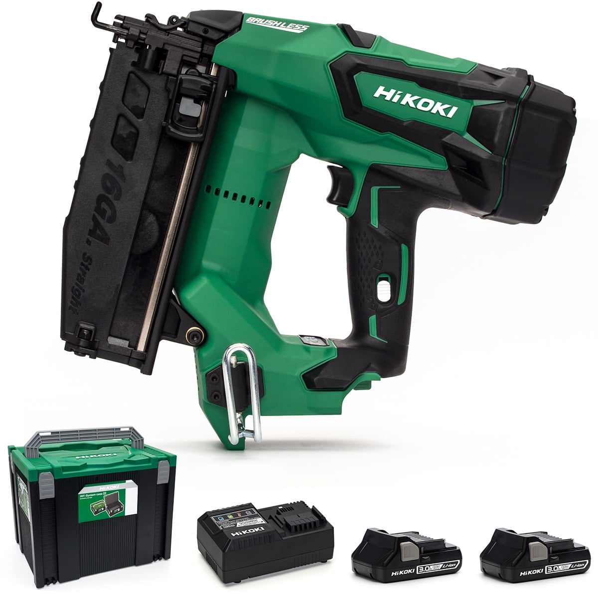 HiKOKI / Hitachi NT1865DBSL/JX 18v Brushless 16Ga Second Fix Nail Gun - 2 X 3.0Ah Batteries - NT1865DBSL/JX - NT1865DBSL/JX - HiKOKI / Hitachi Power Tools UK - Trade Counter Direct