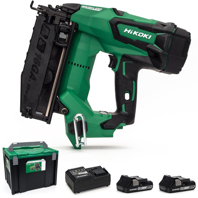 HiKOKI / Hitachi NT1865DBSL/JX 18v Brushless 16Ga Second Fix Nail Gun - 2 X 3.0Ah Batteries - NT1865DBSL/JX - NT1865DBSL/JX - HiKOKI / Hitachi Power Tools UK - Trade Counter Direct
