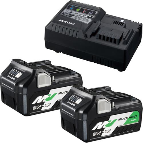 Hikoki UC18YSL3JEZ Multi Volt Battery Set (2 x 18V 5Ah / 36V 2.5Ah Batteries & Rapid Charger) - UC18YSL3JEZ - HiKOKI / Hitachi Power Tools UK - Trade Counter Direct