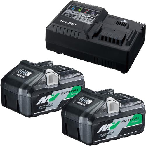 Hikoki UC18YSL3JFZ Multi Volt Battery Set (2x 18V 8Ah / 36V 4Ah Batteries & Rapid Charger) - UC18YSL3JFZ - HiKOKI / Hitachi Power Tools UK - Trade Counter Direct