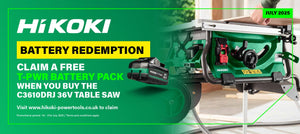 HiKOKI C3610DRJW4Z 36V MultiVolt Brushless Cordless Table Saw Body Only