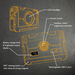 JCB 1500 LM Work Light with Strong Clamp - JCB-WL-TUFFCLAMP - JCB Work Lights - Trade Counter Direct