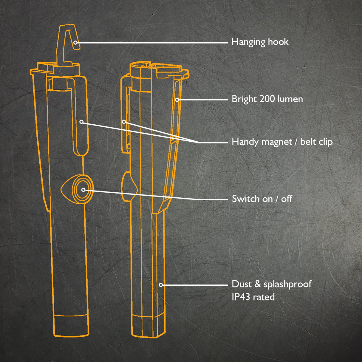 JCB 200 LM Compact Inspection Light - JCB-WL-INSPECTOR - JCB Work Lights - Trade Counter Direct