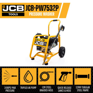 JCB 224CC 3100PSI Petrol Pressure Washer AR Triplex Pump - JCB-PW7532P - Hyundai - Trade Counter Direct