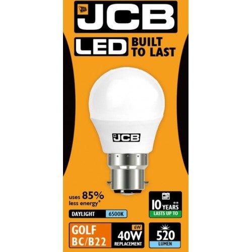 JCB 6W - 40W Bayonet LED Golf Ball BC/B22d Non - Dim Warm White Light Bulb - S10969 - JCB - Trade Counter Direct