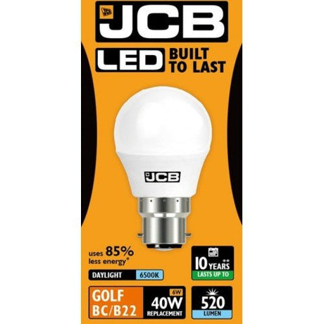 JCB 6W - 40W Bayonet LED Golf Ball BC/B22d Non - Dim Warm White Light Bulb - S10969 - JCB - Trade Counter Direct