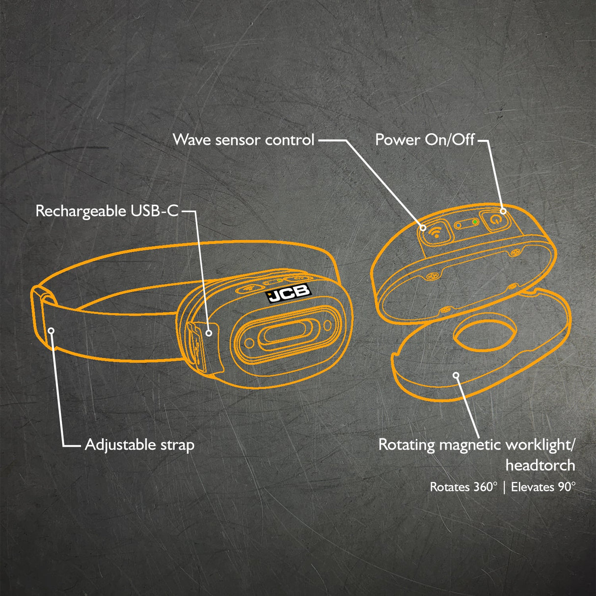 JCB Head Torch and Work Light - JCB-HT-XTRA - JCB Work Lights - Trade Counter Direct