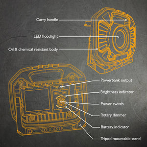 JCB Hybrid 2500 LM Site Light - JCB-SL-TUFFDUAL - JCB Work Lights - Trade Counter Direct
