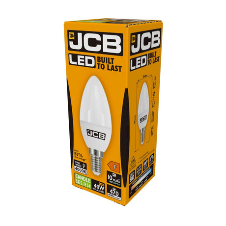 JCB LED Candle E14 (SES) 470lm 4.9W 4,000K (Cool White) - S12503 - JCB - Trade Counter Direct