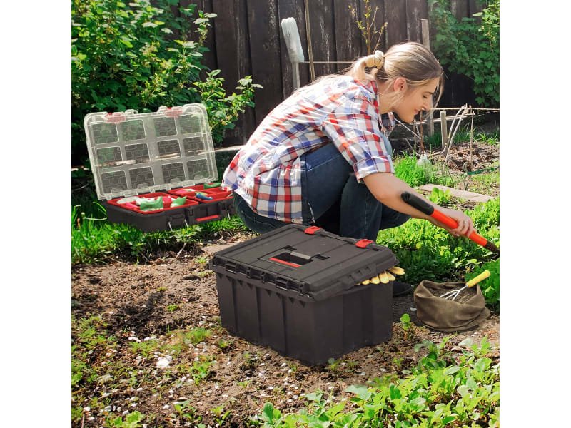 Keter Stack N Roll Tool Box - Heavy - Duty, Deep Compartment with Cross - System Tray - KETSNRTB - Keter Plastics UK - Trade Counter Direct