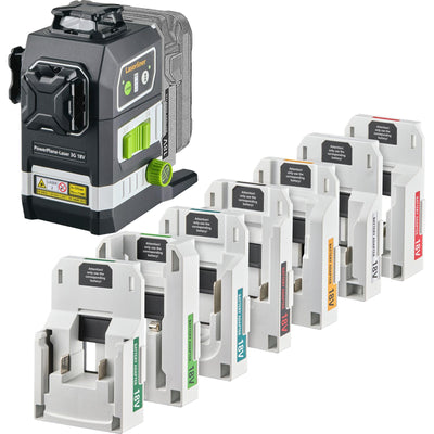 Laserliner 036.380-1 PowerPlane-Laser 3G Multi-18V Three-Dimensional Green Laser Kit with 7 Power Adaptors - DR-32168 - Laserliner - Trade Counter Direct