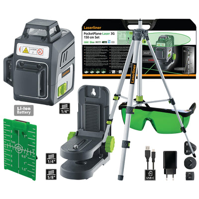 Laserliner 036.703A PocketPlane-Laser 3G Set Three-Dimensional Laser, 150cm - DR-32165 - Laserliner - Trade Counter Direct