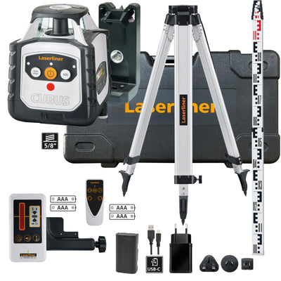 Laserliner 052.325A Cubus 110 S Set Fully Automatic Rotating Laser, 150cm - DR-32173 - Laserliner - Trade Counter Direct