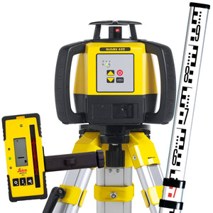 Leica Rugby 620 Rotary Laser Kit with Alkaline Tray & RE120 – 600m Range, Manual Grade, IP67, Tripod and Staff Included - 6011152KIT - Leica - Trade Counter Direct
