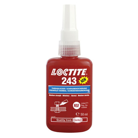 Loctite 243 Medium Strength Oil Tolerant Threadlocker - 10ml, 50ml or 250ml Variations - LOC243-10 - Loctite - Trade Counter Direct