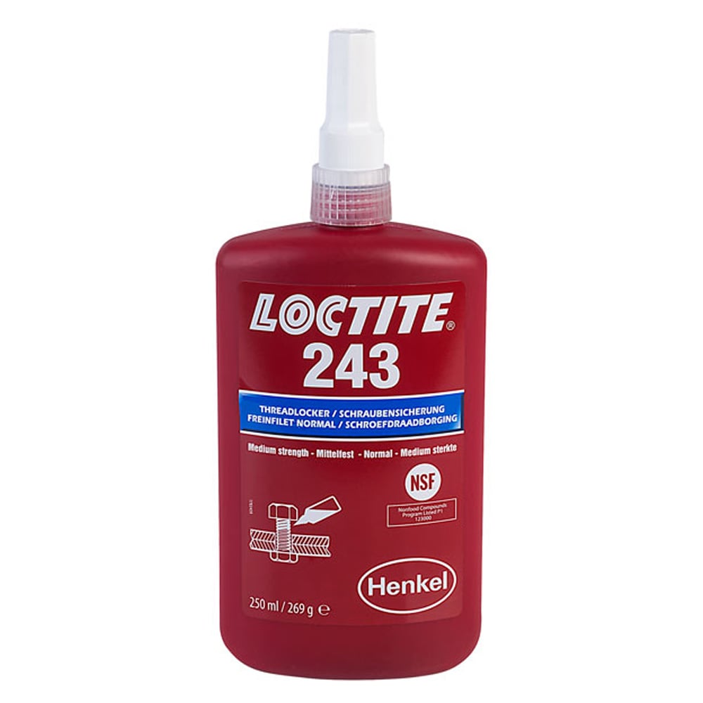 Loctite 243 Medium Strength Oil Tolerant Threadlocker - 10ml, 50ml or 250ml Variations - LOC243-10 - Loctite - Trade Counter Direct