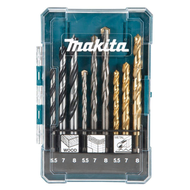 Makita D - 71978 9 Piece Mixed Drill Bit Set in Plastic Carry Case - D-71978 - Makita - Trade Counter Direct