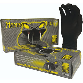 Mamba Med - Medical Grade Nitrile Disposable Gloves from Black Mamba Gloves - Box of 100 - Size Options - BX-MBK-M - Black Mamba Gloves - Trade Counter Direct