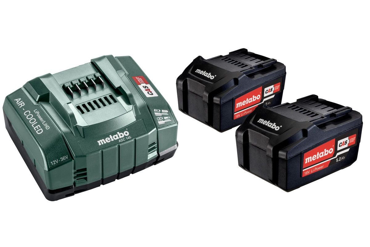 Metabo 685051000 Starter Kit 2 x18v 5.2ah Battery + ASC145 Charger - 685051000 - Metabo Power Tools UK - Trade Counter Direct