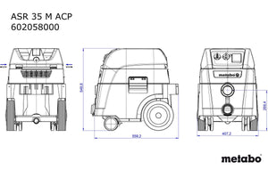 Metabo ASR 35 ACP M - Class Dust Extractor Vacuum, 1400W, 240V - 602058380 - ASR35MACP240V - Metabo Power Tools UK - Trade Counter Direct