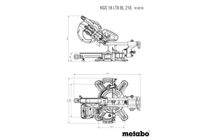 Metabo KGS 18 LTX BL 216, Brushless 8" Crosscut Mitre Saw, Body Only - 614216850 - 614216850 - Metabo Power Tools UK - Trade Counter Direct