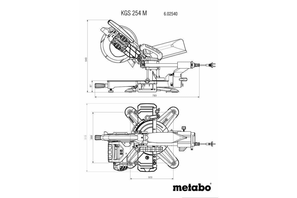 Metabo KGS254M - 240v 254mm Dia Sliding Compound Mitre Saw - 240V - KGS254M-240V - Metabo Power Tools UK - Trade Counter Direct