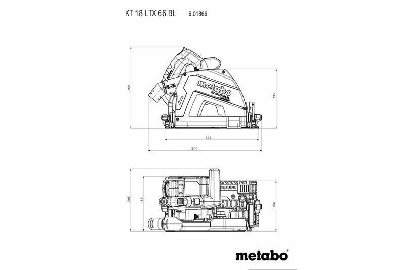Metabo KT18LTX66BL 18V 165mm Plunge Cut Circular Saw Bare Unit + MetaBOX 601866840 - KT18LTX66BL - Metabo Power Tools UK - Trade Counter Direct