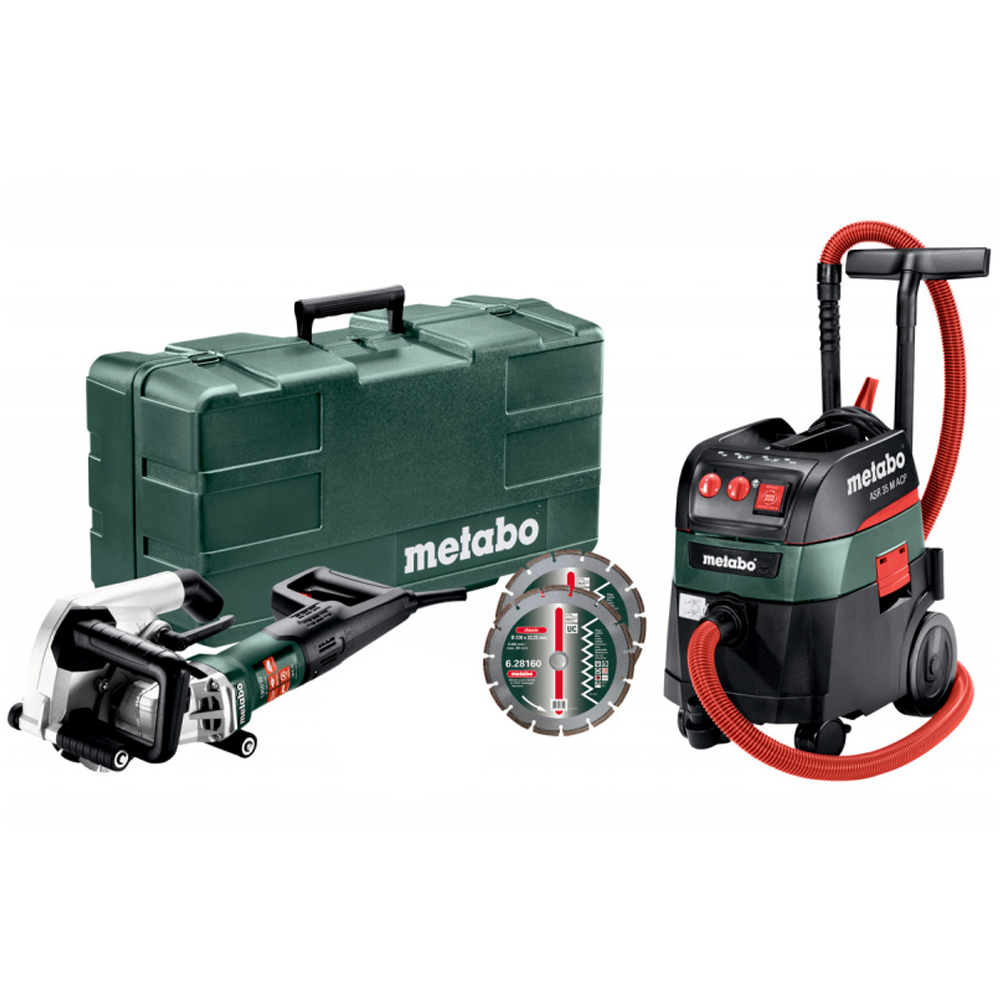 Metabo MFE40+ASR35MACP-240V 240v 40mm Wall Chaser and Dust Extractor Vacuum Set - UK604040596