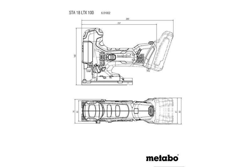Metabo STA18LTX100 18v Li - ion Body Grip Jigsaw Bare Unit with MetaBOX - 601002840 - STA18LTX100 - Metabo Power Tools UK - Trade Counter Direct