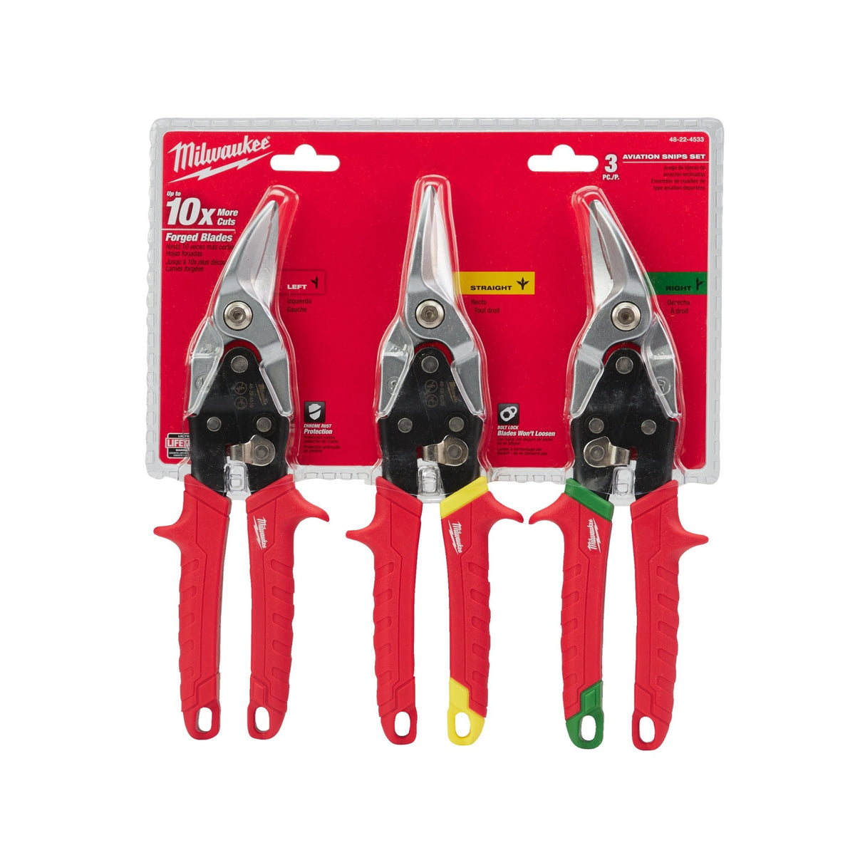 Milwaukee 48224533 Metal Snips Set Metal Snips Set - 3 pcs - 48224533 - Milwaukee Tools UK - Trade Counter Direct