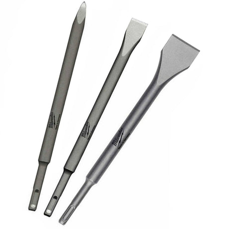 Milwaukee 4932430001 SDS Plus Flat, Pointed and Wide Chisel Set - 4932430001 - Milwaukee Tools UK - Trade Counter Direct