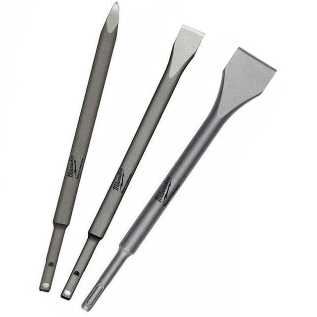Milwaukee 4932430001 SDS Plus Flat, Pointed and Wide Chisel Set - 4932430001 - Milwaukee Tools UK - Trade Counter Direct