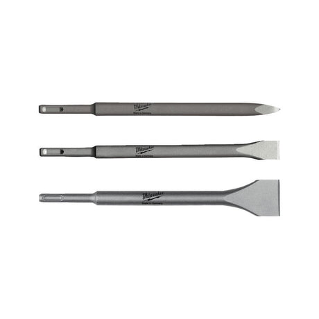 Milwaukee 4932430001 SDS Plus Flat, Pointed and Wide Chisel Set - 4932430001 - Milwaukee Tools UK - Trade Counter Direct