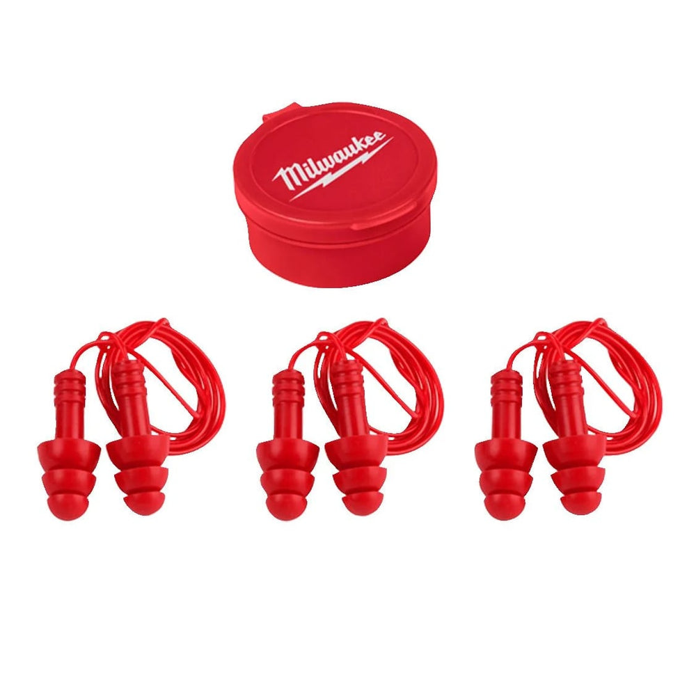Milwaukee 4932471904 Reusable Corded Ear Plugs - 3 Pairs - 4932471904 - Milwaukee Tools UK - Trade Counter Direct