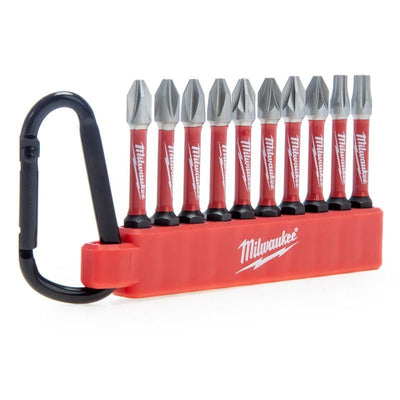 Milwaukee 4932492939 10pc Shockwave Carabiner Screwdriver Bits - 4932492939 - Milwaukee Tools UK - Trade Counter Direct
