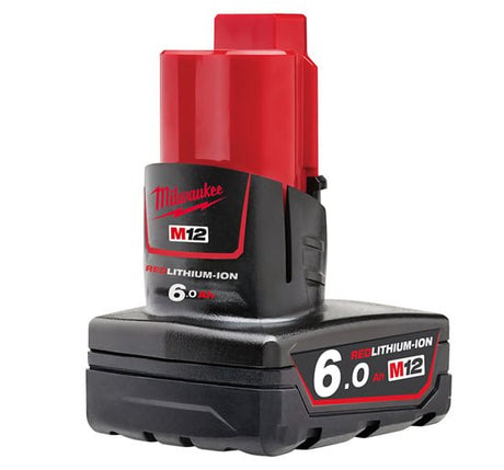 Milwaukee M12 M12B6 12 Volt 6.0Ah Red Lithium - Ion Battery - M12B6 - M12B6 - Milwaukee Tools UK - Trade Counter Direct
