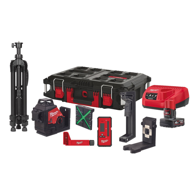 Milwaukee M123PLKIT - 401P Green 360° 3 Plane Laser Kit - M123PLKIT-401P - Milwaukee Tools UK - Trade Counter Direct