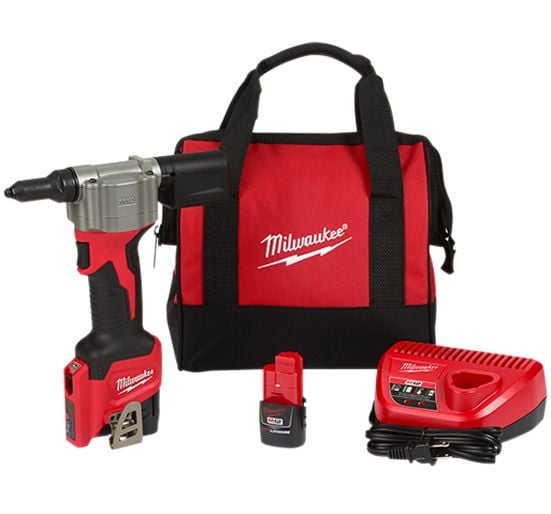 Milwaukee M12BPRT - 201X 12V Rivet Tool Kit - 2 X 1.5Ah Batteries - M12BPRT - 201X - M12BPRT-201X - Milwaukee Tools UK - Trade Counter Direct