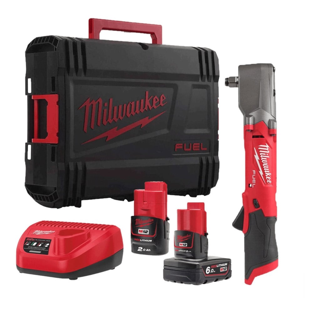 Milwaukee M12FRAIWF12 - 622X 1/2" Right Angle Impact Wrench with Friction Ring - 1x 2.0Ah & 1x 6.0Ah Battery - M12FRAIWF12-622X - Milwaukee Tools UK - Trade Counter Direct