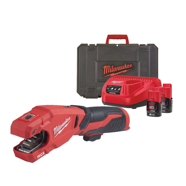 Milwaukee M12PCSS - 202C Raptor™ Pipe Cutter - 2 x 2Ah Batteries, Charger & Case - M12PCSS-202C - Milwaukee Tools UK - Trade Counter Direct