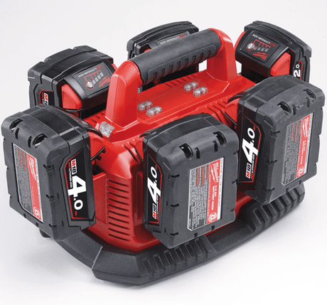 Milwaukee M1418C6 6 Battery Multi Charger 240V M18 - M1418C6 - M1418C6 - Milwaukee Tools UK - Trade Counter Direct
