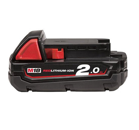 Milwaukee M18 M18B2 Red Lithium - Ion Battery 18 Volt 2.0Ah - MILM18B2 - M18B2 - Milwaukee Tools UK - Trade Counter Direct