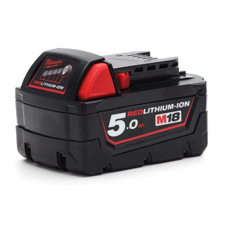 Milwaukee M18B5 Red Lithium - Ion Battery 18 Volt 5.0Ah - M18B5 - Milwaukee Tools UK - Trade Counter Direct