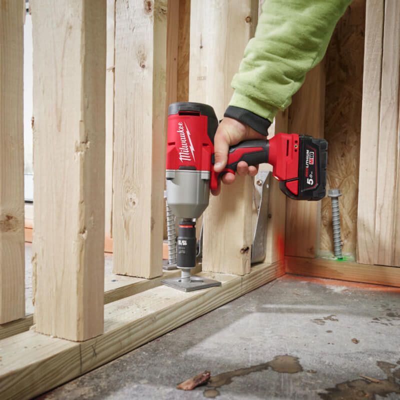 Milwaukee M18BLHIWF12 - 502X Brushless 1/2" High Torque Impact Wrench with 2 x 5.0Ah Batteries, Charger & Case - M18BLHIWF12-502X - Milwaukee Tools UK - Trade Counter Direct