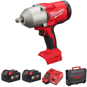 Milwaukee M18BLHIWF12 - 502X Brushless 1/2" High Torque Impact Wrench with 2 x 5.0Ah Batteries, Charger & Case - M18BLHIWF12-502X - Milwaukee Tools UK - Trade Counter Direct