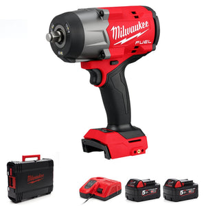 Milwaukee M18FHIW2F12 - 502X Fuel High Torque Impact Wrench 1/2" with 2 x 5Ah, Charger & Case - M18FHIW2F12-502X - Milwaukee Tools UK - Trade Counter Direct