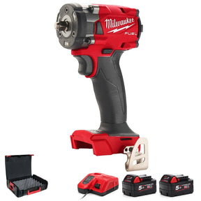 Milwaukee M18FIW2F38 - 502X Fuel 3/8" Compact Impact Wrench with Friction Ring 5.0Ah Kit - M18FIW2F38-502X - Milwaukee Tools UK - Trade Counter Direct